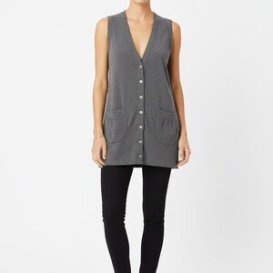 NWOT Splendid Gray Button-Up Sleeveless Cardigan Cotton Vest L